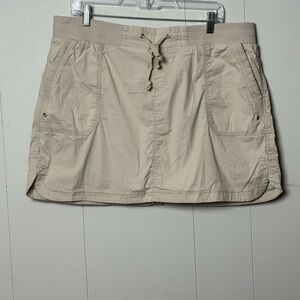 Khakis & Company Beige Cotton Blend Activewear Skort w Pockets & Waist Tie Sz 16